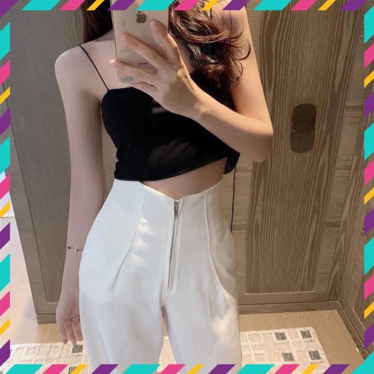 Quần baggy nữ ống rộng cạp liền ống rộng dáng suông khóa trước lên dáng cực đẹp