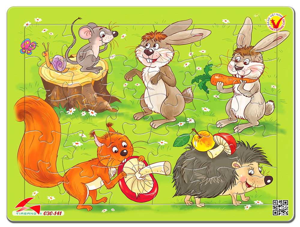 Xếp hình Tia Sáng Chuột , thỏ, sóc và nhím   - Tặng kèm tranh tô màu cho bé