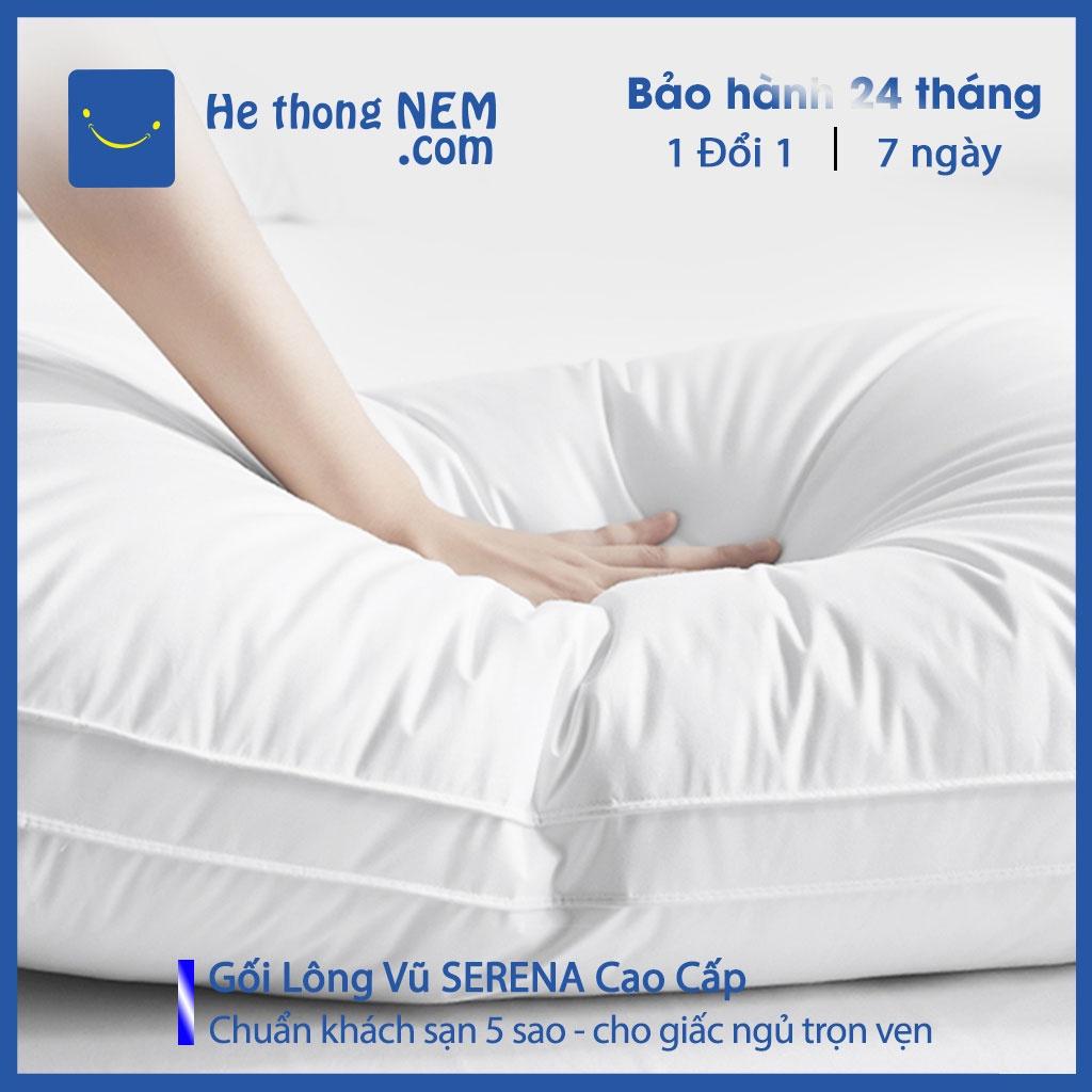 Gối Lông Vũ Nhân Tạo Serena Cao Cấp Ruột Gối Lông Vũ Mềm Kê Cổ Gối Đầu Nằm Ngủ Ngon Chuẩn Khách Sạn Năm Sao