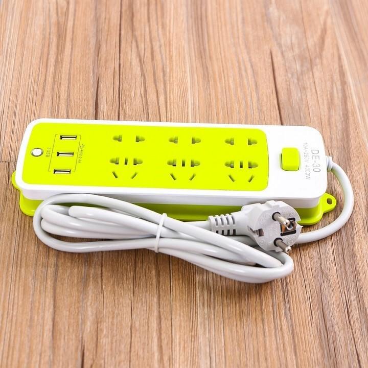 Ổ cắm điện 3 usb thông minh xanh lá