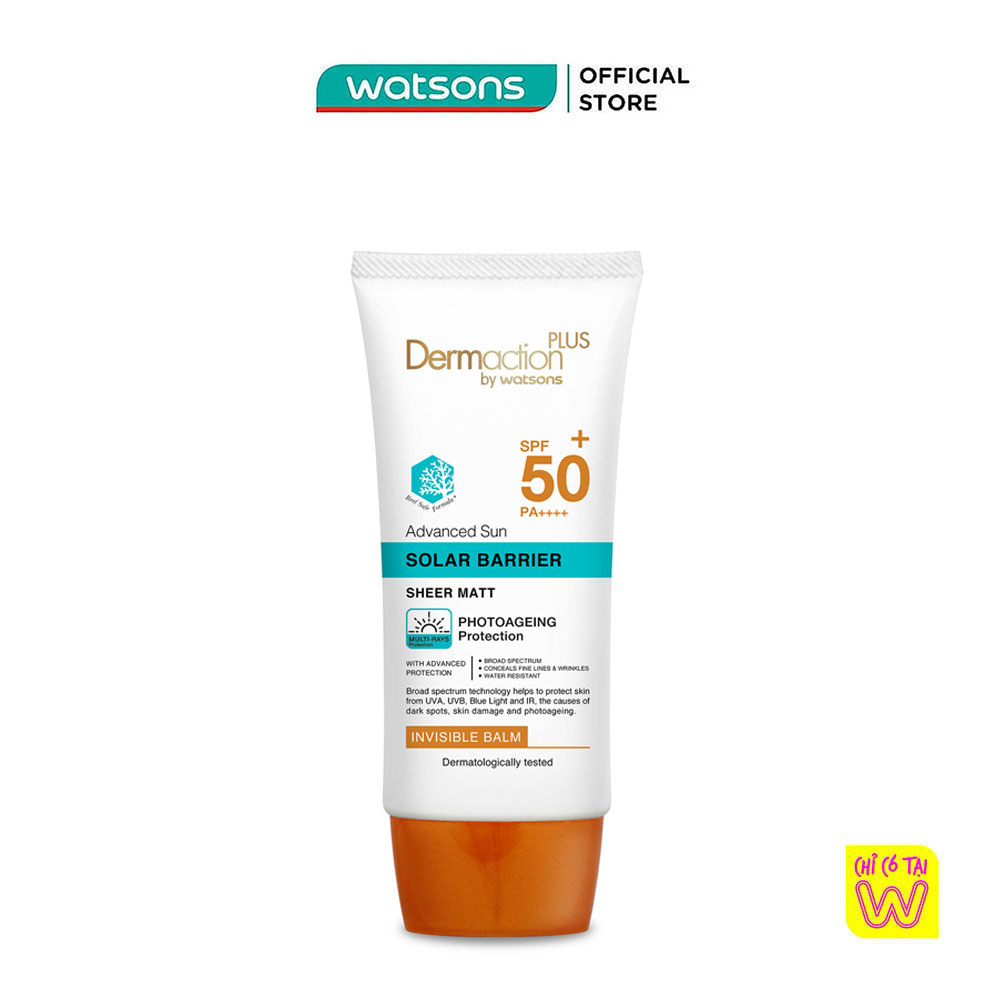 Kem Lót Chống Nắng Dermaction Plus By Watsons Solar Barrier Không Màu SPF50+ PA++++ 40ml