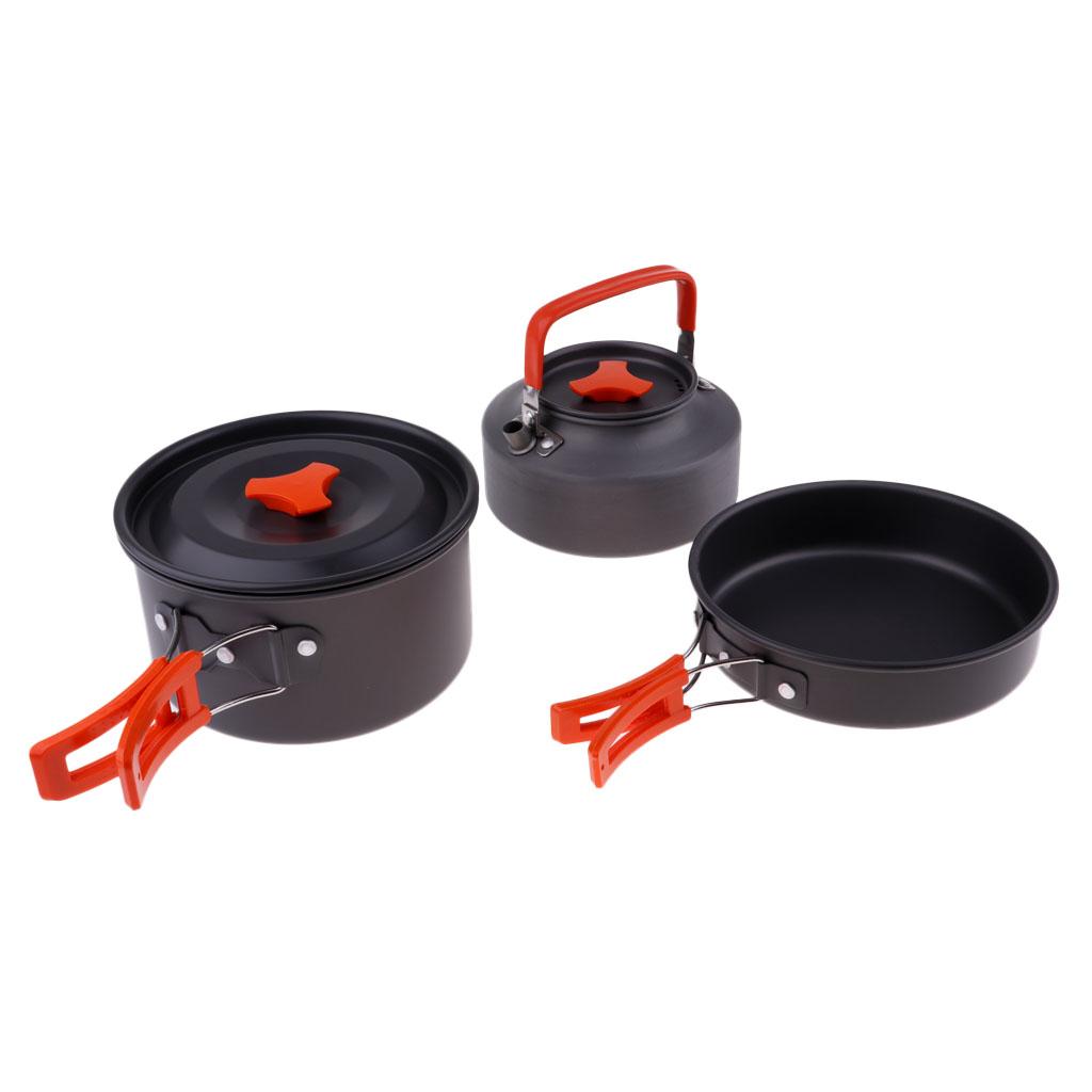 Bộ Nồi Chảo Ấm Siêu Tốc Cắm Trại Gấp Gọn 3 Trong 1