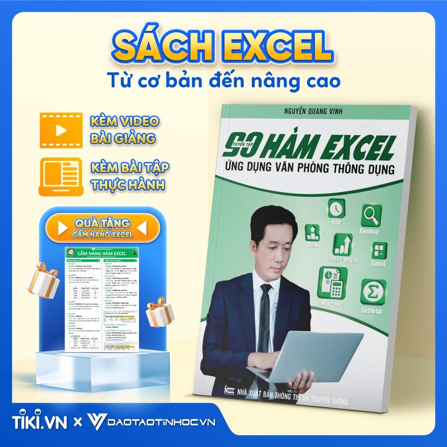 Combo 2 sách Power Query & Power Pivot và 90 Hàm Excel ĐÀO TẠO TIN HỌC Chuyên Ứng Dụng Văn Phòng