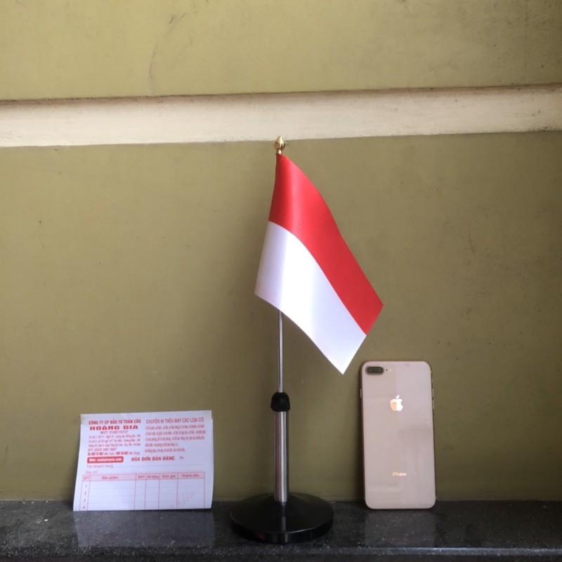 Cờ để bàn inox đen đơn Quốc kỳ Indonesia