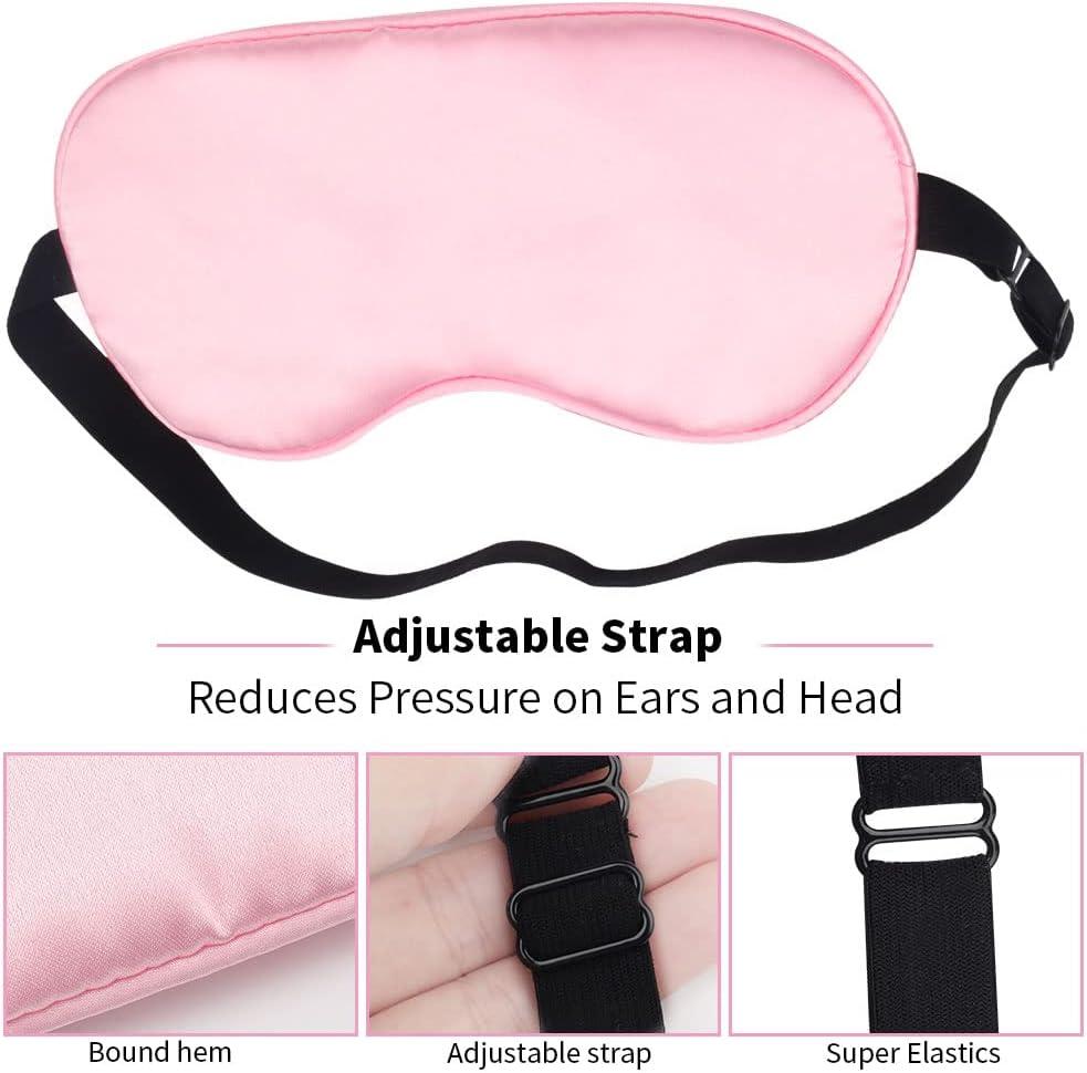 3 máy tính mặt nạ ngủ, mặt nạ đêm thoáng khí trong lụa cotton cottage ngủ ngủ với dây đeo có thể điều chỉnh cho máy bay du lịch