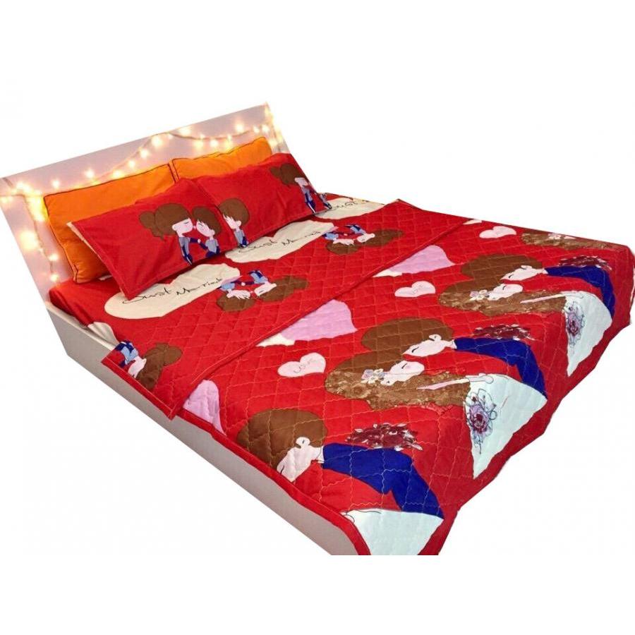 Bộ ga gối Cotton Poly đám cưới đỏ
