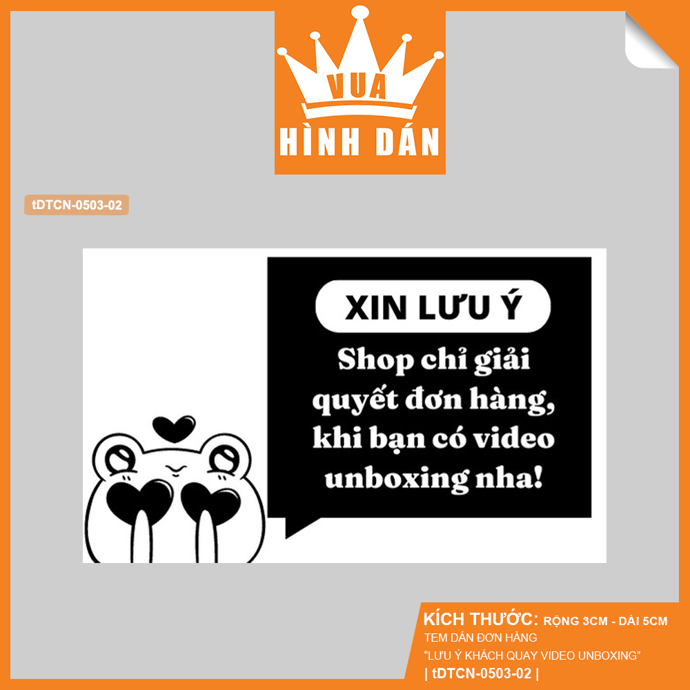 Set 50/100 nhãn dán GHI CHÚ QUAY VIDEO UNBOXING 5x3cm tem dán gói hàng, hộp, túi đựng sản phẩm 1.037