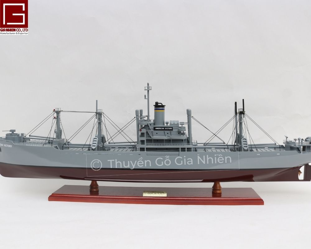 Mô Hình Thuyền Gỗ Phong Thủy Dạng Thuyền Chiến SS American Victory Chính Hãng Hàng Xuất Khẩu Chất Lượng Cao
