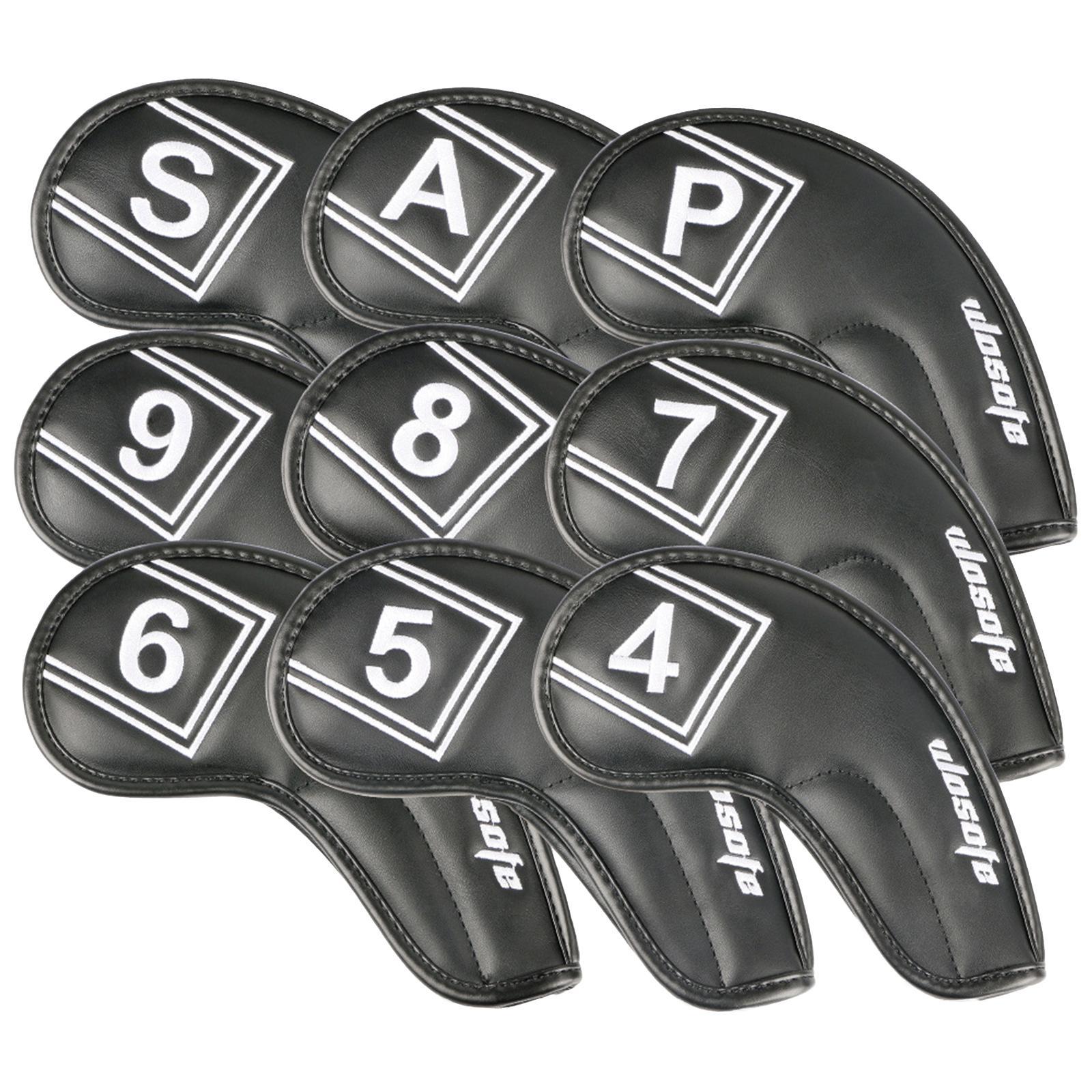 9Pcs/Pack PU Golf Iron Covers Set Golf Club Head Cover for Most Irons