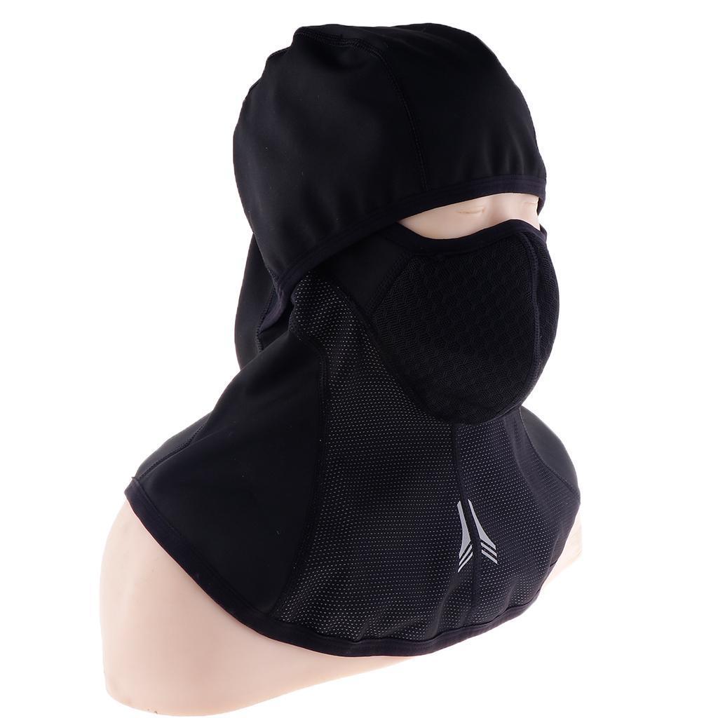 Windproof Outdoor Ski Zippered Cycling Face Mask Fleece Neck Warmer Black