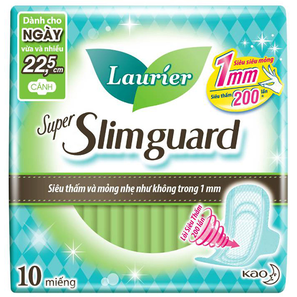 Băng Vệ Sinh Laurier Super SlimGuard Siêu Mỏng Bảo Vệ 22,5cm 10 Miếng