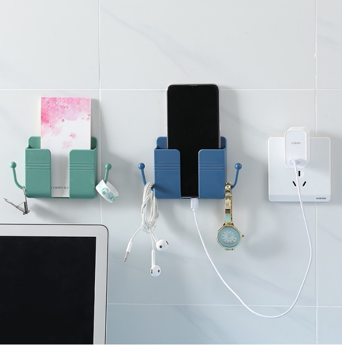 Kệ Dán Tường Để Điện Thoại Có Móc , Remote, Giá Đỡ Điện Thoại Có Tai Treo Tiện Lợi GD704-keDT-rau