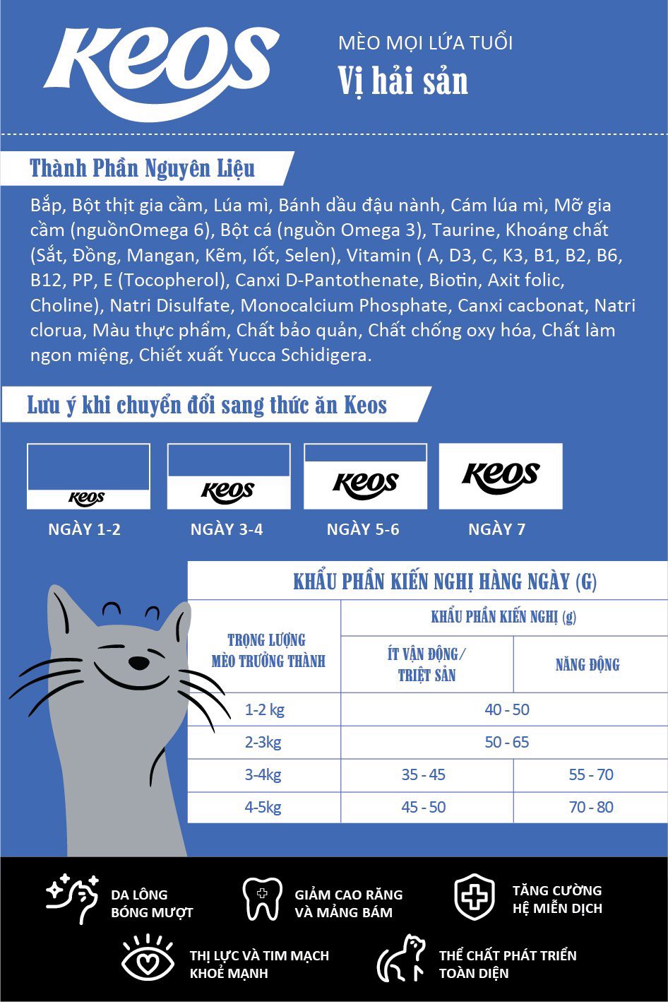 [Siêu Sale] COMBO 5 gói thức ăn hạt Keos dành cho mèo mọi lứa tuổi vị hải sản gói 350g