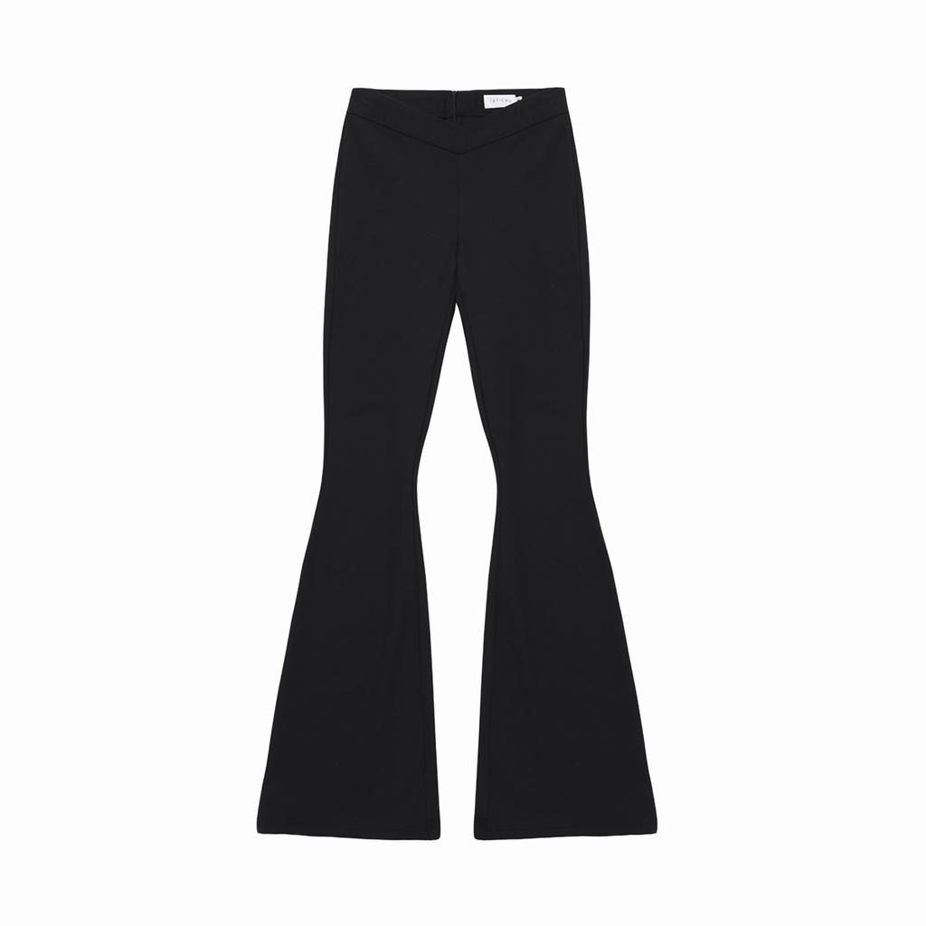 TATICHU - V Waist Bell Bottom Pant - Quần thun đen ống loe lưng V