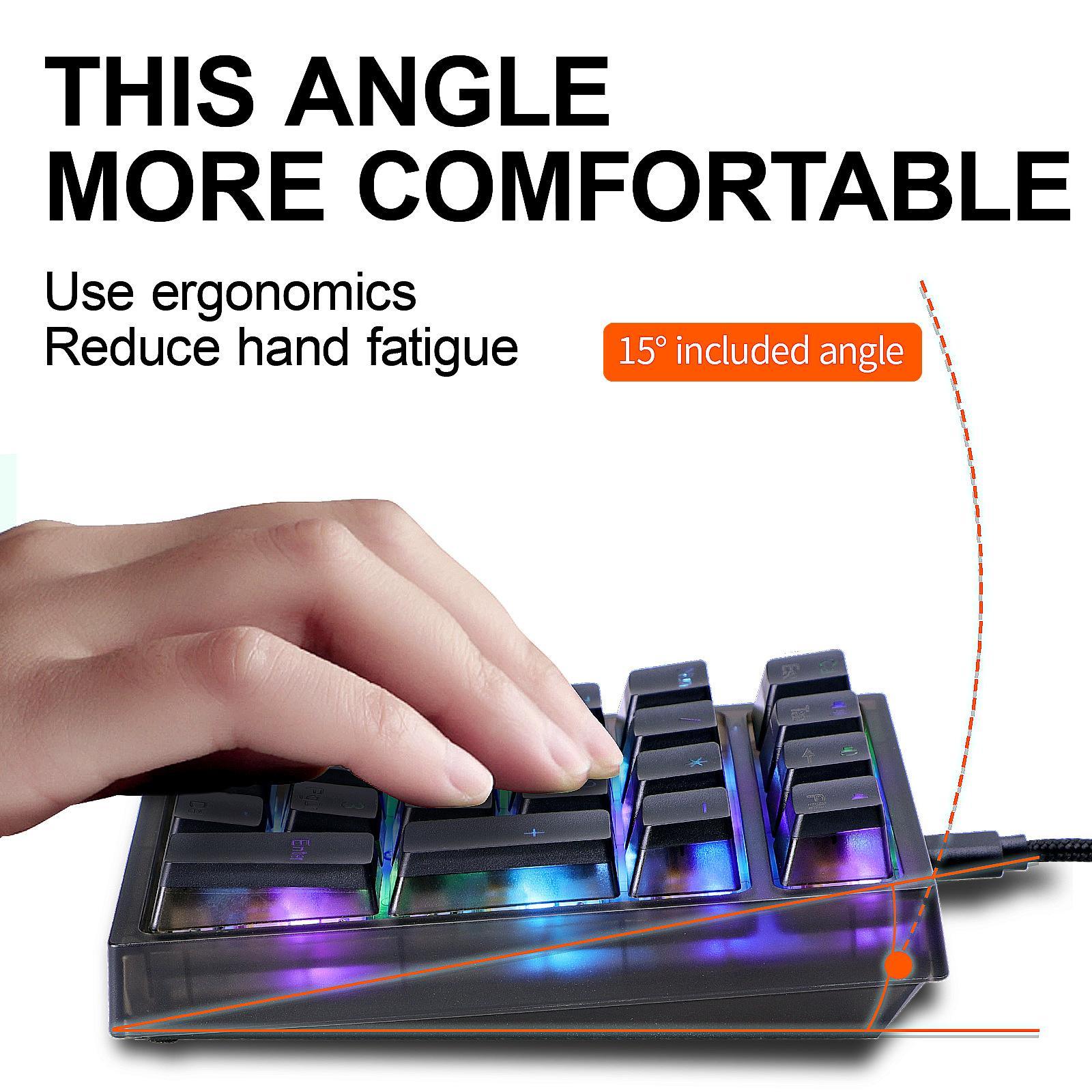 21 Keys Mechanical Numeric Keypad RGB LED Backlit Keyboard Mini for Laptop ,