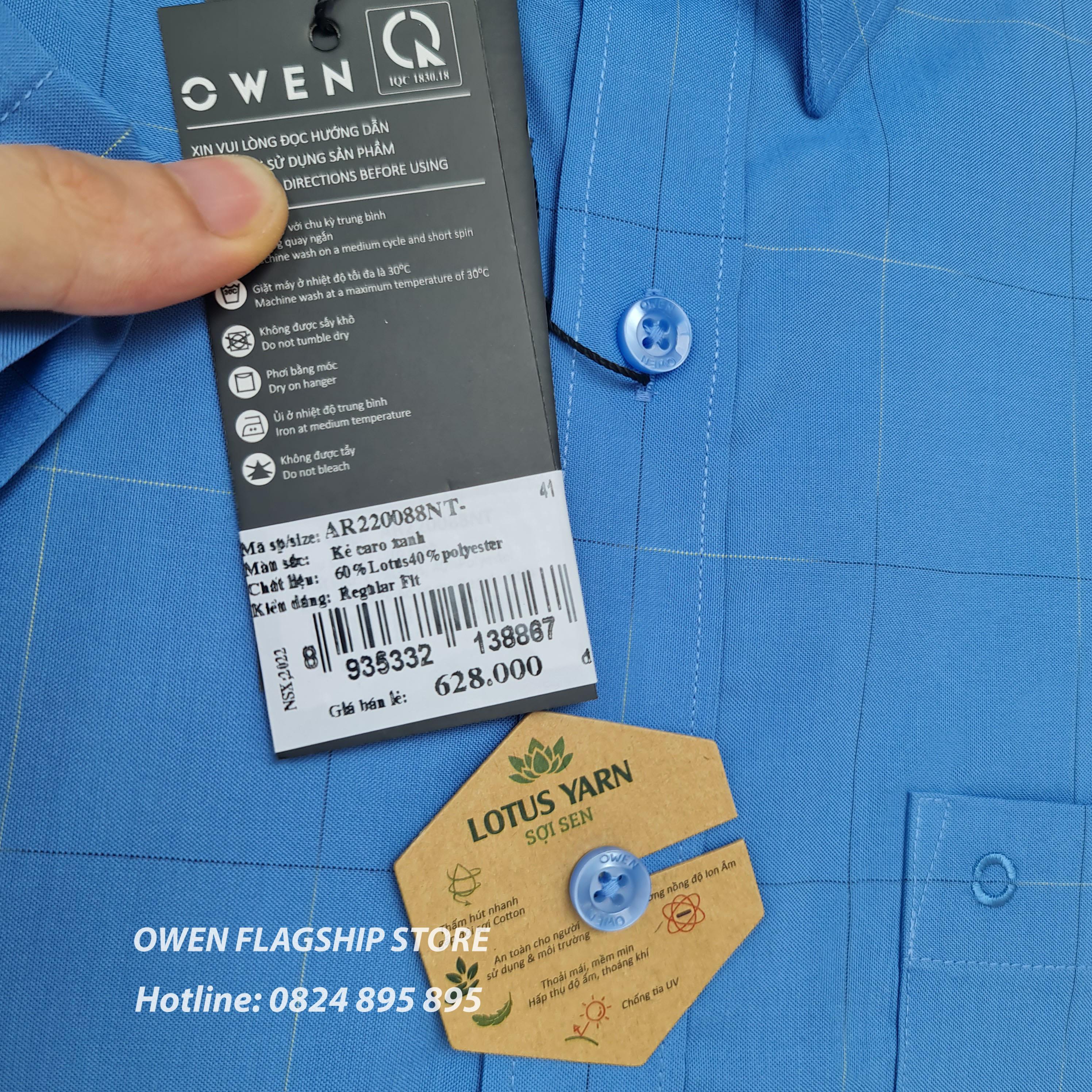 Áo Sơ mi Owen nam cộc tay dáng Regularfit sợi Sen mềm mịn mát Mã AR220088NT - 39