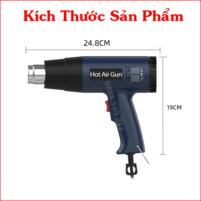 Máy khò hơi nóng 2000w khò nhiệt, bọc màng co giỏ quà tết, dán decal, đóng seal hộp có điều chỉnh nhiệt