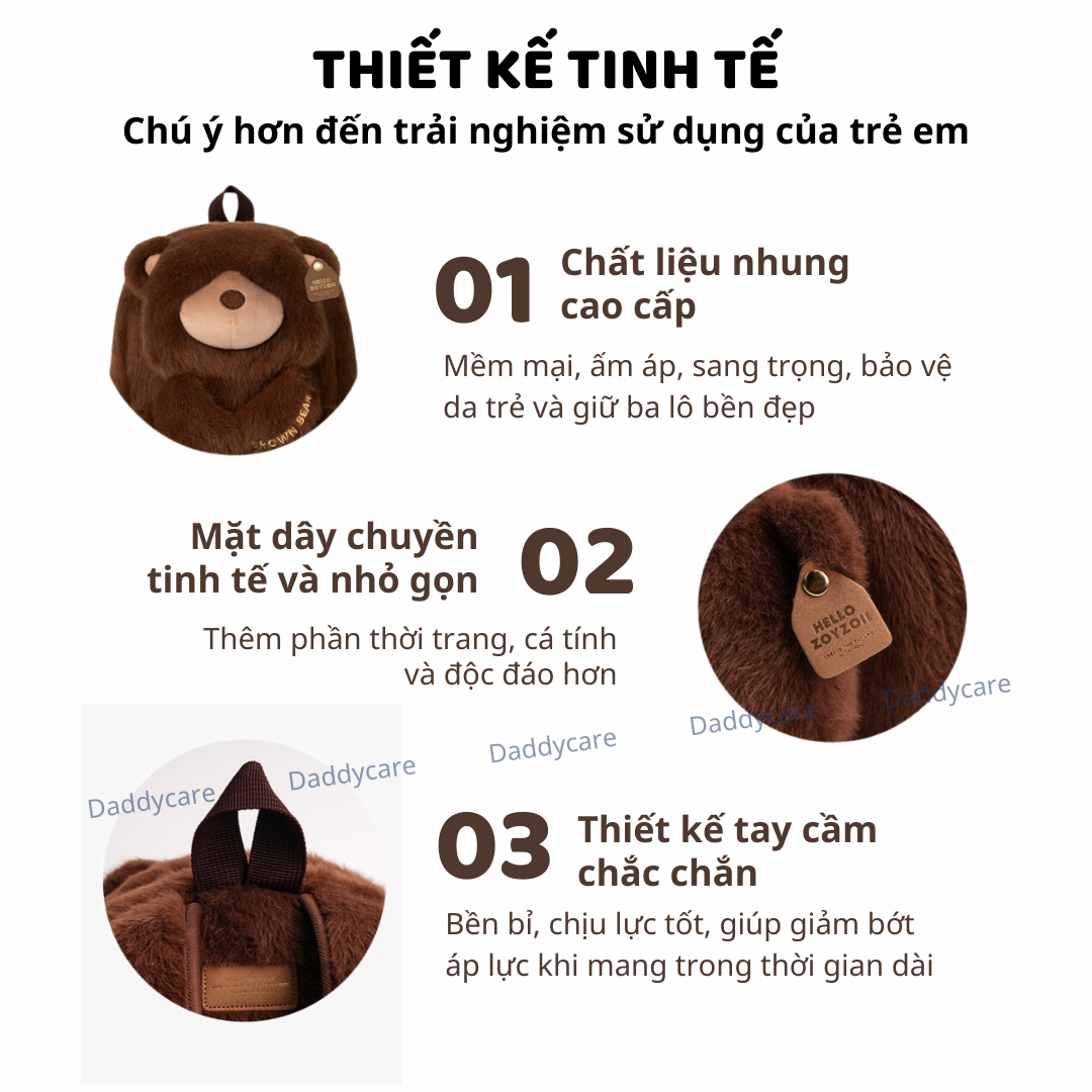 Balo gấu bông cho bé mầm non Zoyzoii B82 Kids Backpack, cặp cho bé mẫu giáo