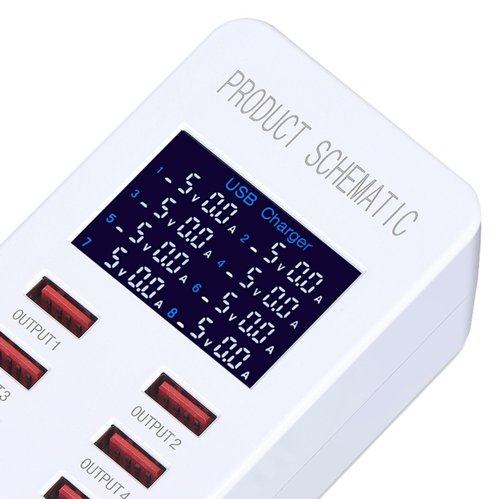 Multiple USB Charger 8 Port Desktop Charging Station for Smart Phone Earbuds