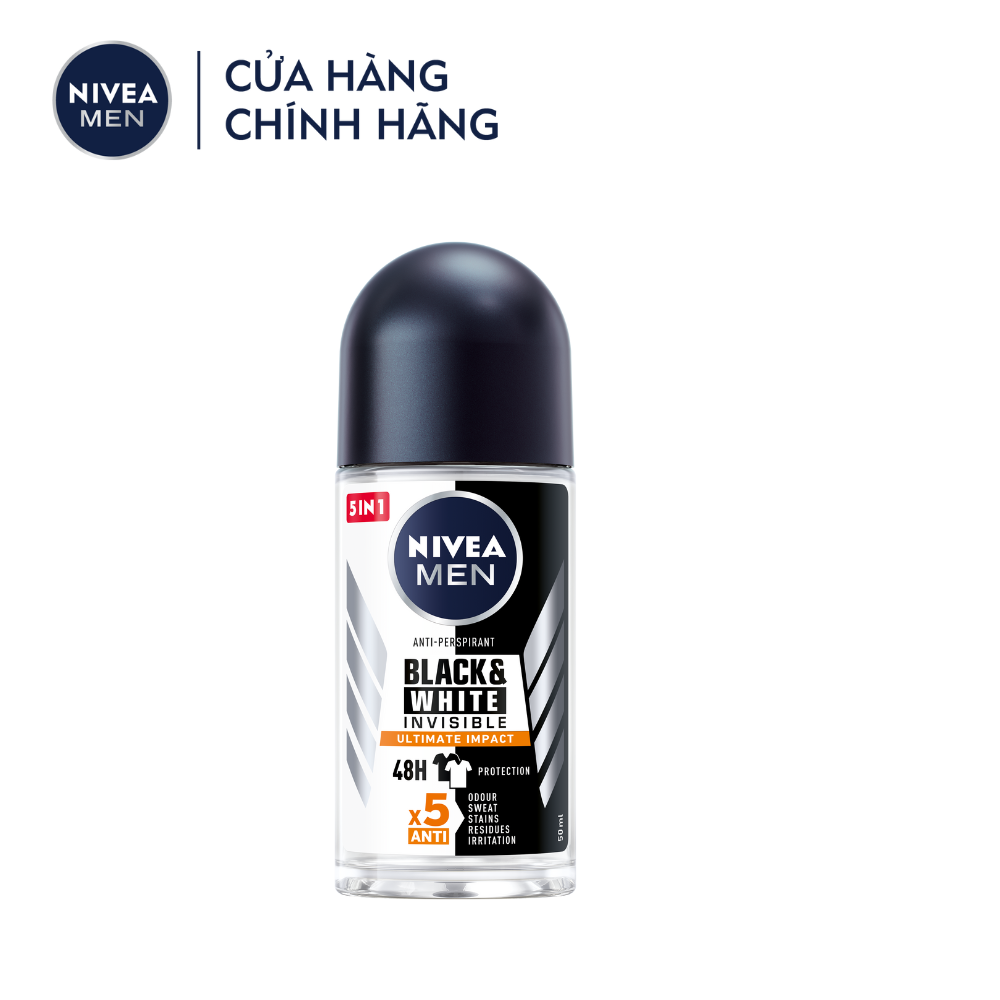 Lăn Ngăn Mùi NIVEA MEN Black&White Ngăn Vệt Ố Vàng Vượt Trội - Hương Mạnh Mẽ  - 85392