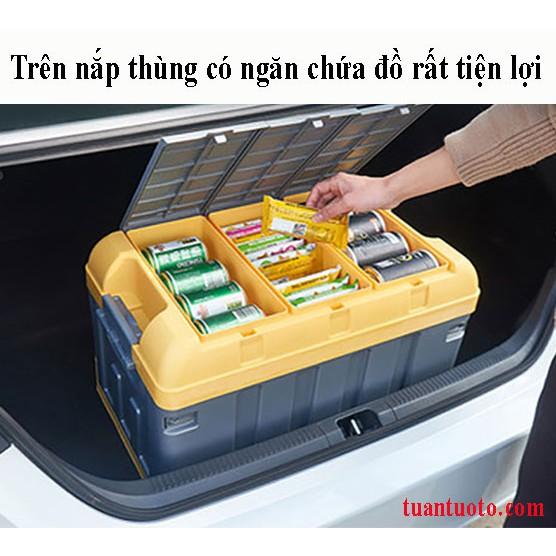 Thùng chứa đồ ô tô gấp gọn, nắp thùng có 02 ngăn