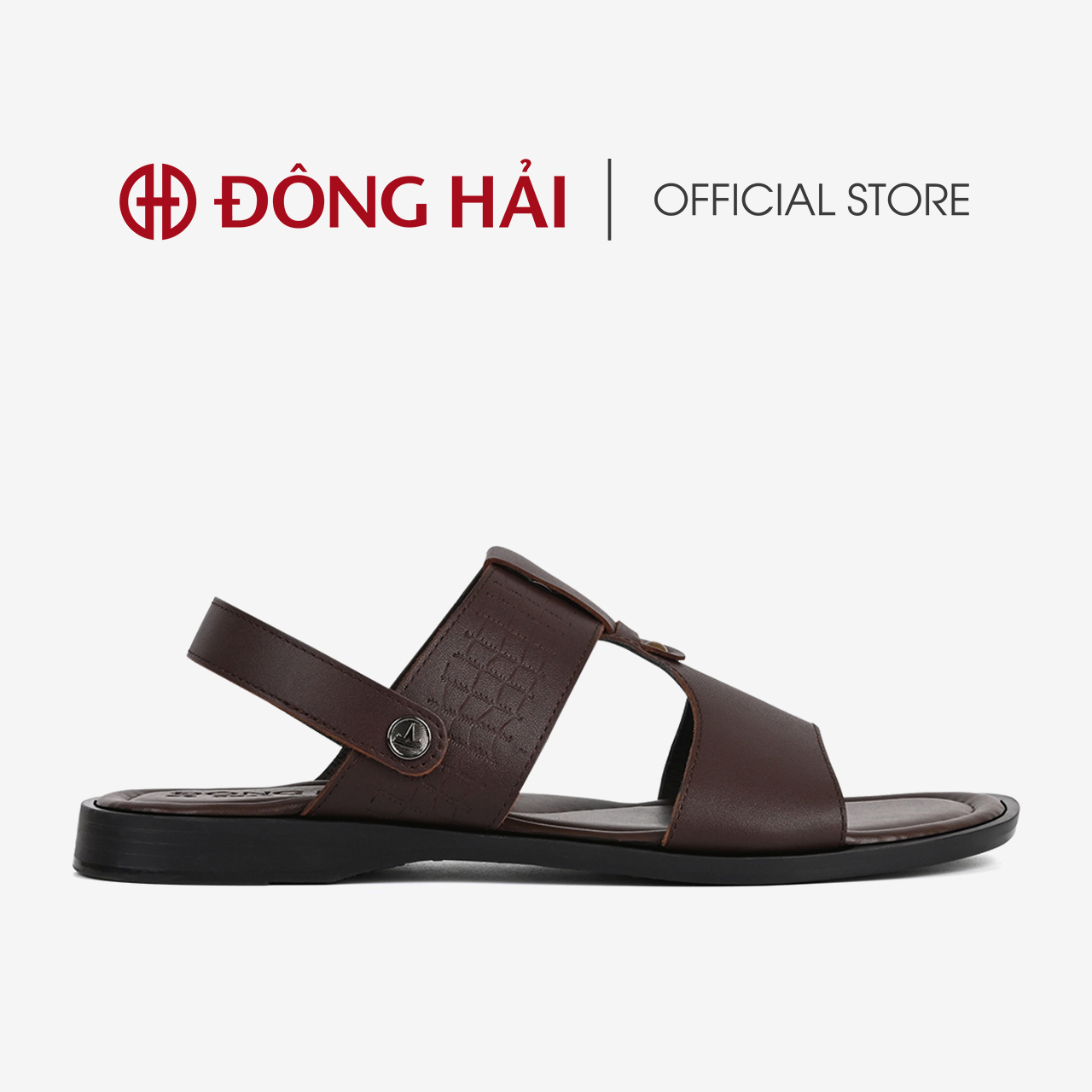 Sandal nam Đông Hải chất liệu da bò cao cấp quai ngang chữ T đế cao su đúc 3cm chắc chắn - S3212