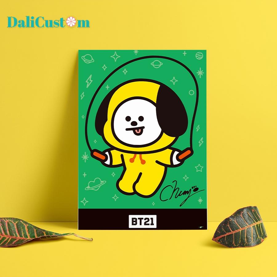 Tranh Tô Màu Theo Số BT21 BTS KOYA RJ SHOOKY MANG CHIMMY COOKY Tranh Có Sẵn