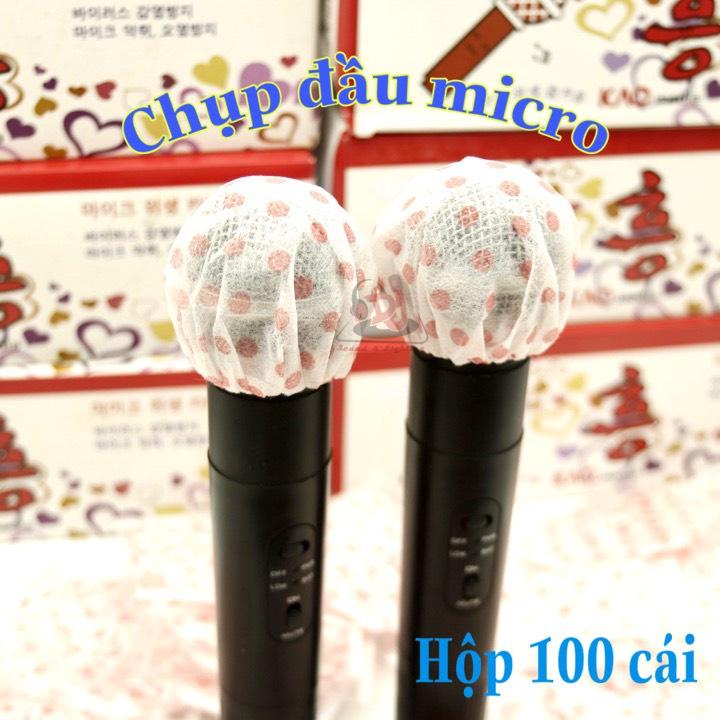 combo 100 cái bọc đầu micro hát karaoke, chụp mic loại dùng 1 lần