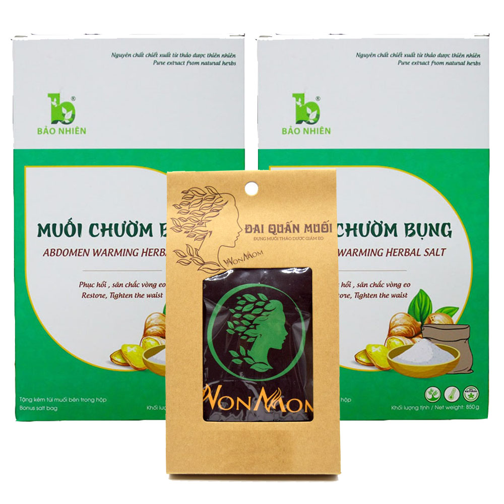 Combo Tiết Kiệm 2 Muối Chườm Bụng Thảo Dược Săn Bụng định hình eo Mờ Thâm Rạn Bảo Nhiên Kèm Túi Quấn Muối - định hình eo Sau Sinh An Toàn Và Hiệu Quả