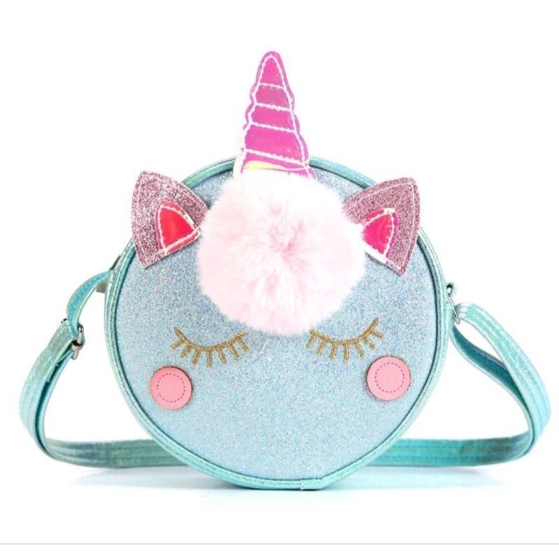 TÚI ĐEO CHÉO CHO BÉI GÁI HÌNH UNICORN ĐI CHƠI ĐI DU LỊCH CÓ KIM TUYẾN CHIẾU