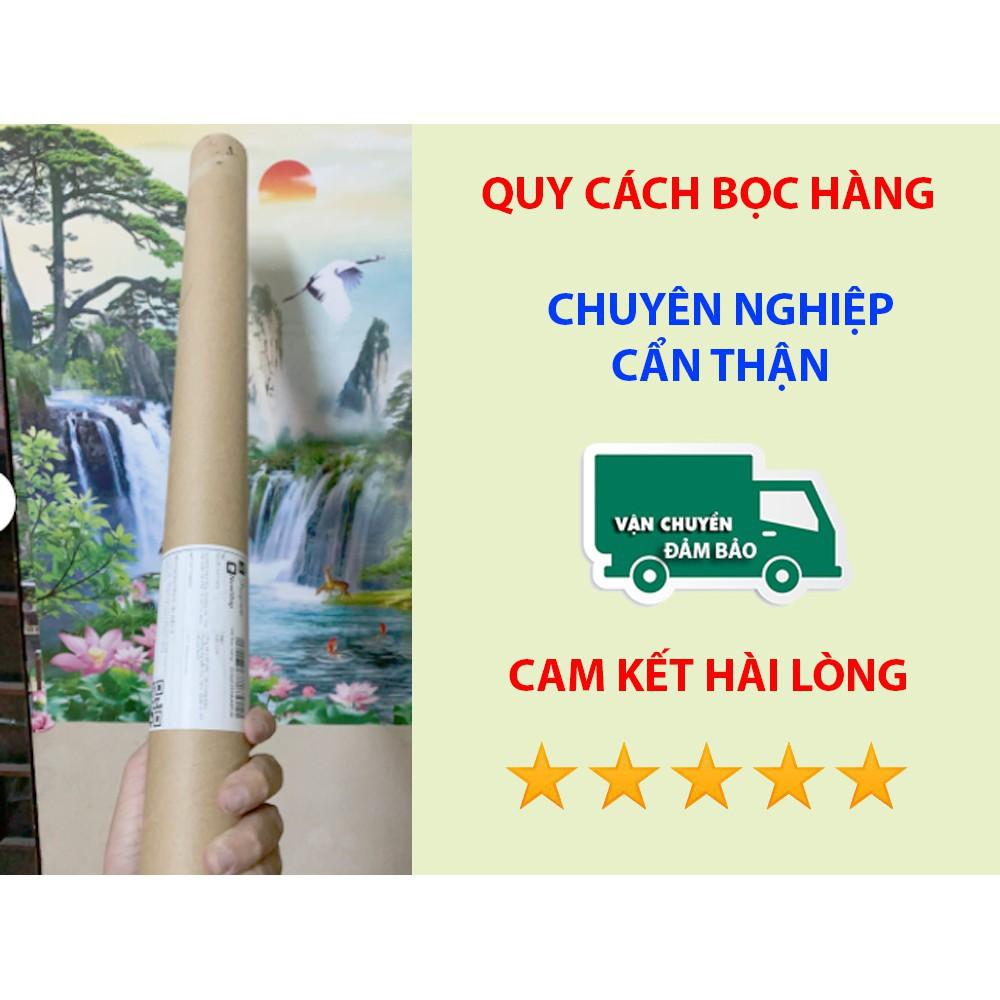 Tranh Thuyền căng buồm vượt gió mang lại nhiều tài lộc cho gia chủ in vải lụa 3D