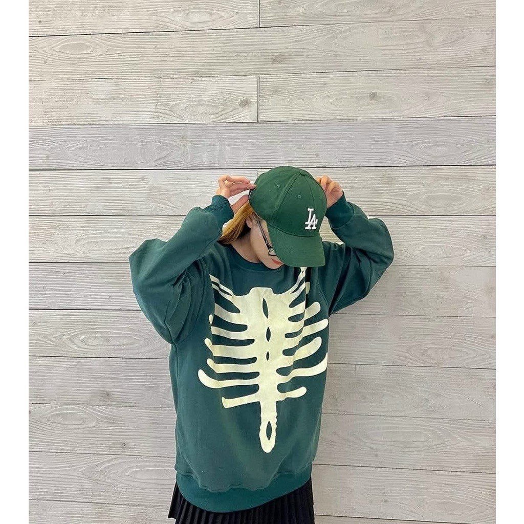 Áo Hoodie Không Nón, Áo Sweater Chui In Bộ Xương 3D Cực Hot From Nam Nữ Giữ Ấm, áo chui đầu ULZZANG nam nữ, Áo Sweater chất Nỉ Ngoại Dày Dặn tay Bồng Form Rộng Unisex