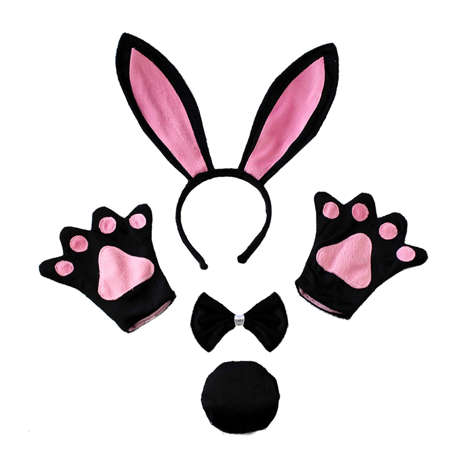4 Pieces Bunny Costume Set Cute Rabbit Ear Headband Hairband for Kids Adults