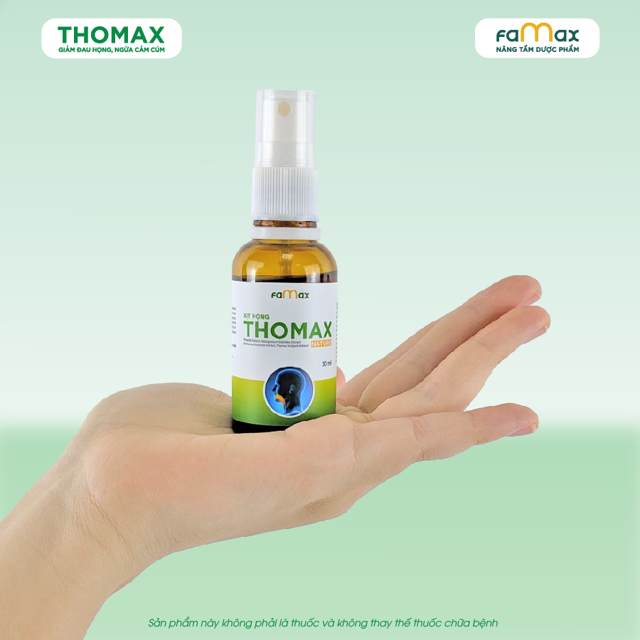 [FAMAX] Xịt họng Thomax Nature lọ 30ml hỗ trợ giảm ho, giảm đau họng, viêm họng, viêm amidan