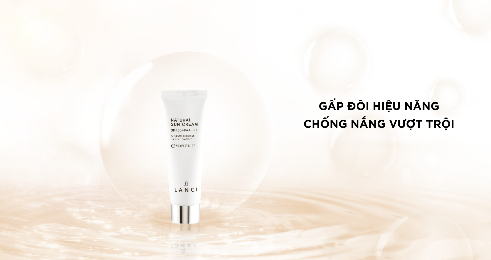 Minisize - Kem Chống Nắng Dưỡng Ẩm LANCI - Natural SunCream 2ml