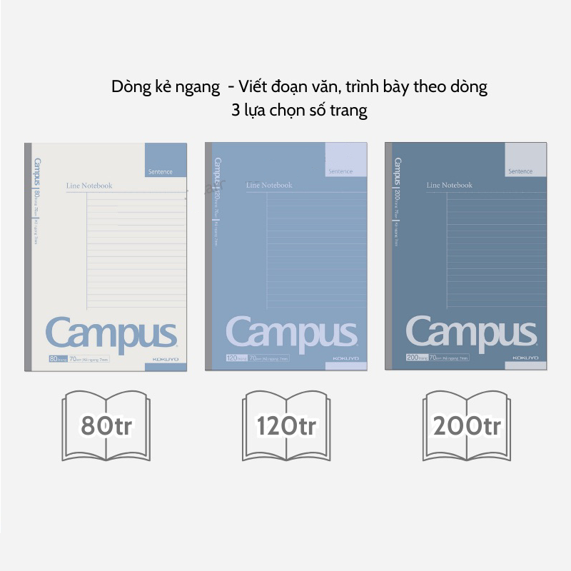Combo 5 Vở kẻ ngang Campus Basic Notebook 120 trang - Phong Cách Đơn Giản