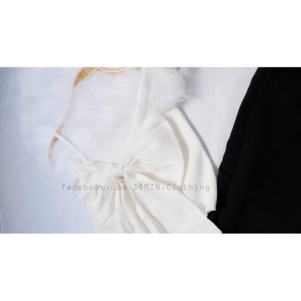 Áo Hai Dây Crostop Phối Nơ Xinh Xắn Phong Cách Hàn Quốc - DOMIN Clothing