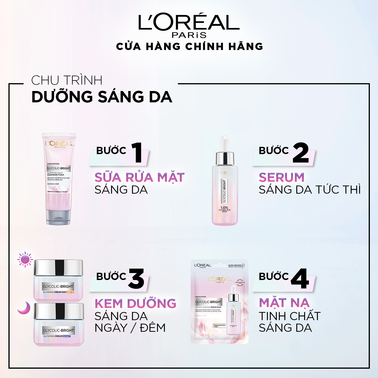 Kem Dưỡng Sáng Da Ban Ngày L'Oreal Paris Glycolic - Bright Glowing Cream Day - SPF 17 50ml