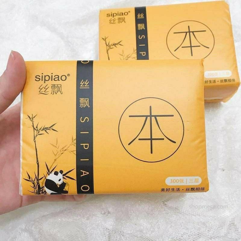 Khăn giấy ăn gấu trúc Sipiao - Thùng khăn giấy gấu siêu dai 1 gói 300 tờ giấy rút vệ sinh sipao
