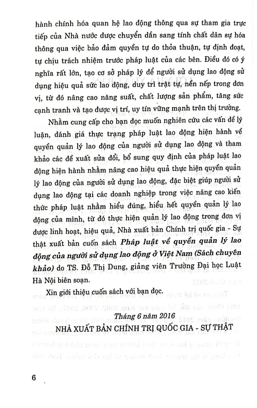 Pháp luật về quyền quản lý lao động của người sử dụng lao động ở Việt Nam (Sách chuyên khảo)