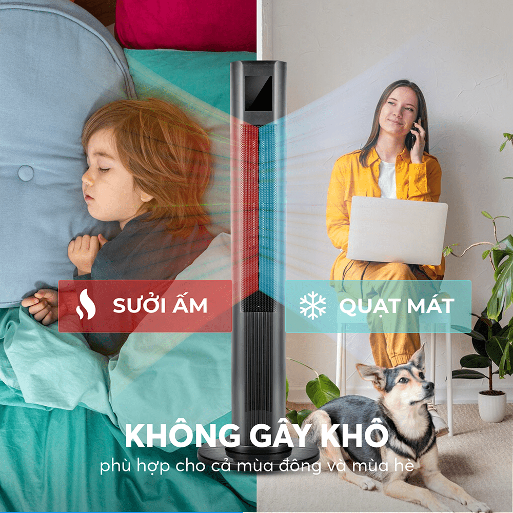 Quạt sưởi gốm Elmich THE 3934 2000W 2 chế độ sưởi Hàng chính hãng- bảo hành 2 năm