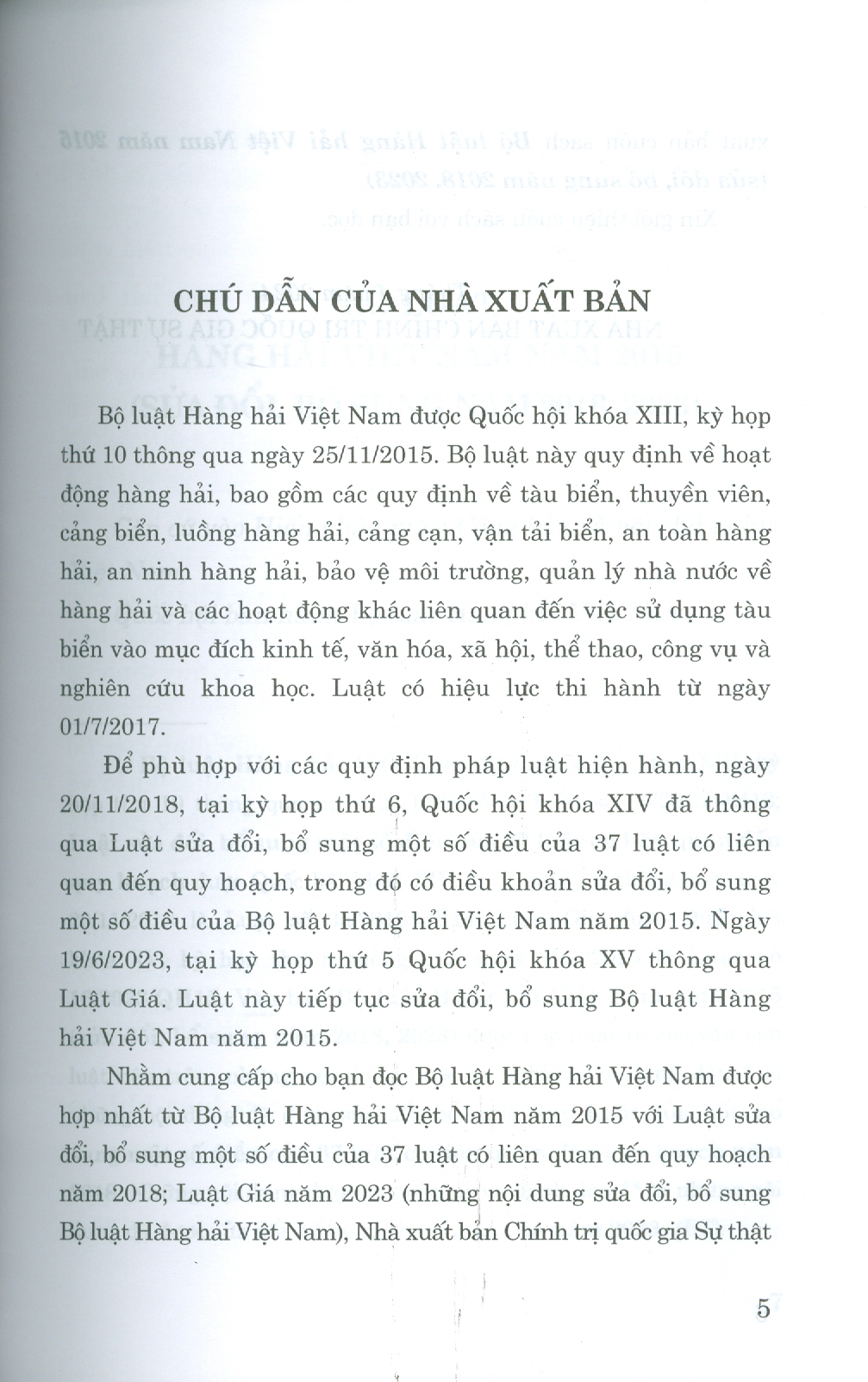 Bộ Luật Hàng Hải Việt Nam 2015 (Sửa Đổi, Bổ Sung Năm 2018, 2023)