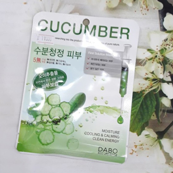 Bộ 10 miếng mặt nạ làm trắng sáng làn da Dabo Mask Pack Cucumber Hàn Quốc 23ml + Móc khoá