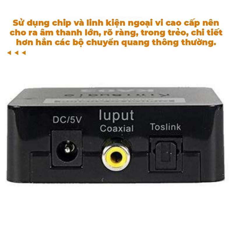 Bộ chuyển âm thanh TV 4K quang optical sang audio AV ra amply + Cáp optical KA03 Bộ Chuyển Quang Âm Thanh Từ Digital Sang Analog Âm Thanh Lớn Tặng Kèm Dây AV  - Hàng chính hãng