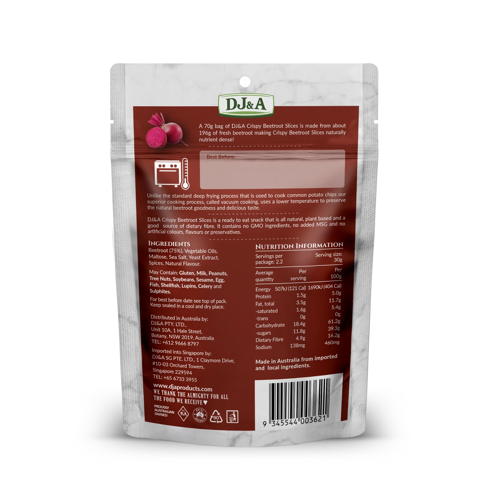 Củ Dền Sấy Siòn DJ&A 70g - Nhập Úc Chính Hãng