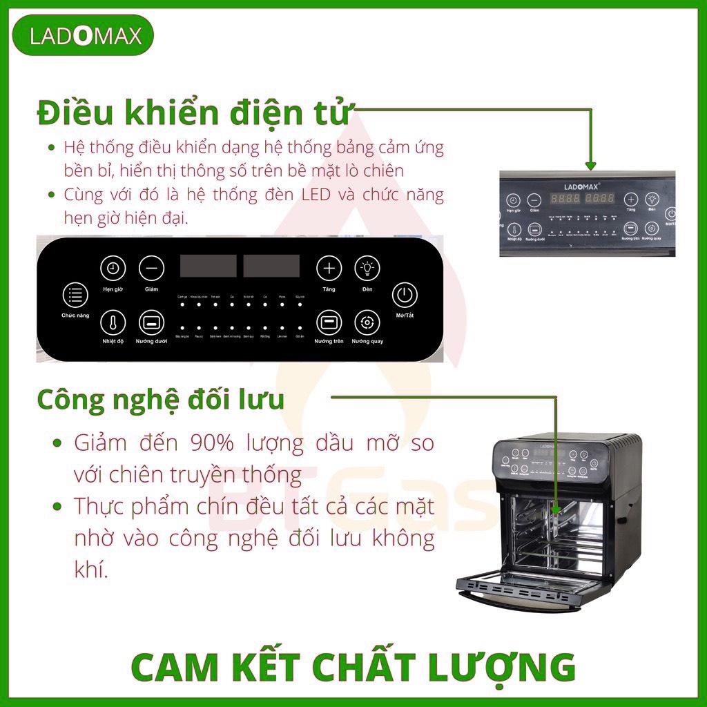 Nồi chiên không dầu Ladomax HA-555, dung tích 16L - Công nghệ đối lưu, công suất 1700W - Hàng chính hãng