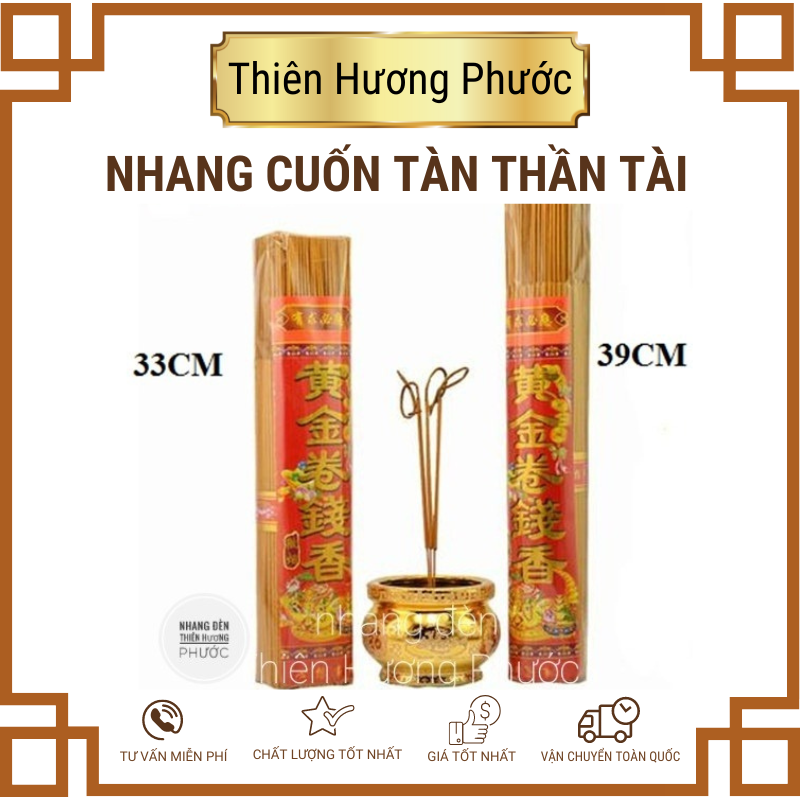 Nhang cuốn tài, đậu tàn Thần Tài 30cm