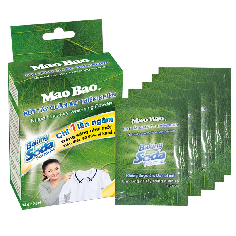 Bột Tẩy Quần Áo Thiên Nhiên Baking Soda Mao Bao (12 g x 5 gói)