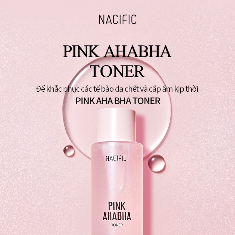 Nước Hoa Hồng hỗ trợ giảm tế Bào Chết, Làm Dịu Da NACIFIC Pink AHABHA Toner 150m