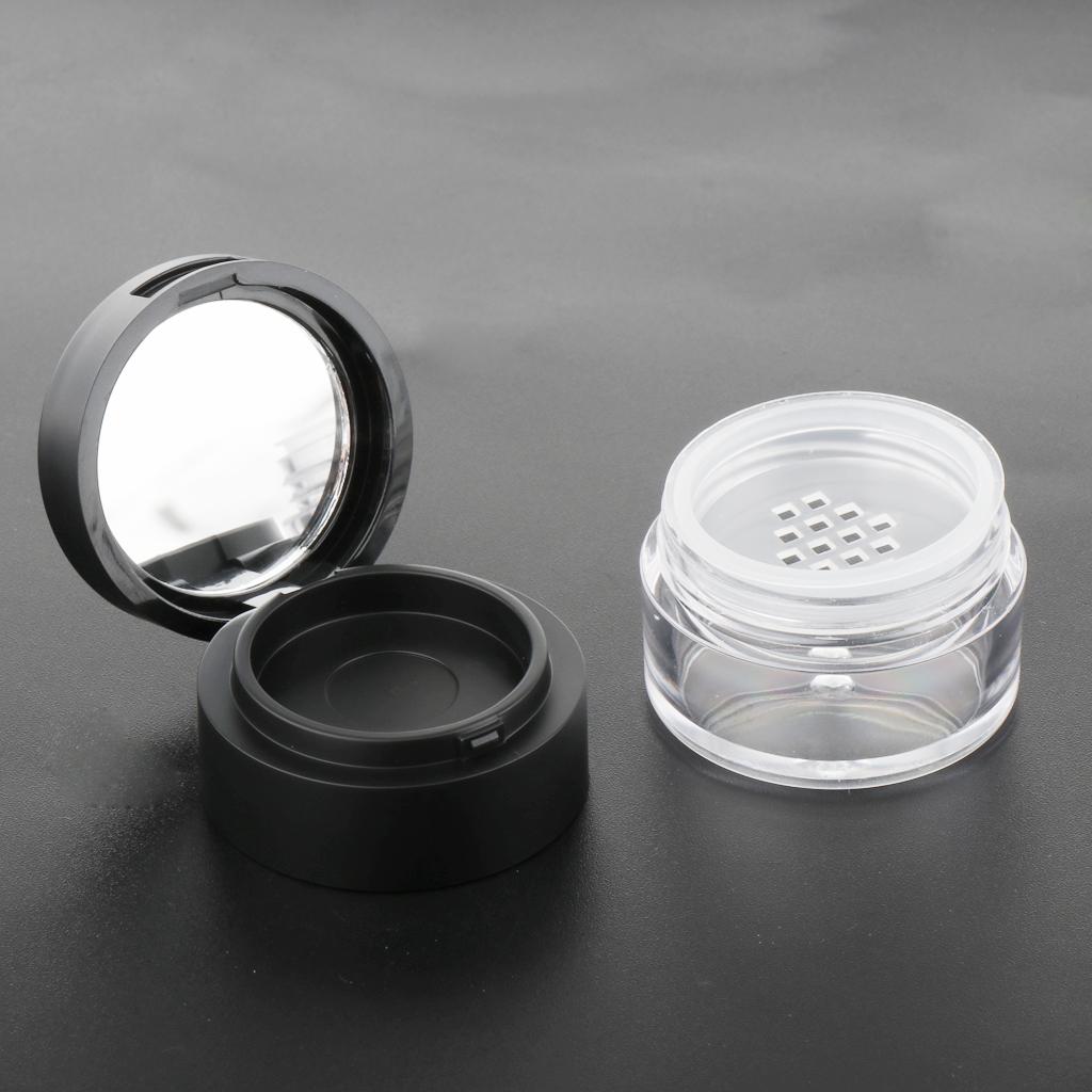 2x Empty Loose Powder Jar Refillable Cosmetic Container Travel Container